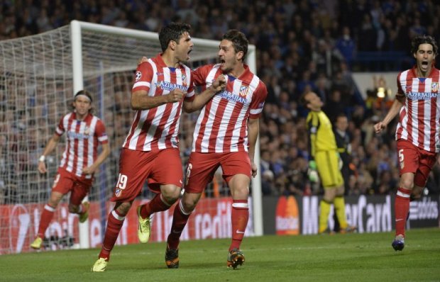 Atlético comemora gol de Diego Costa. FOTO: AP