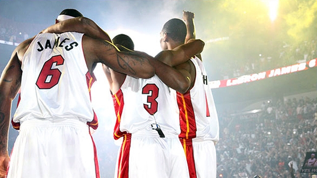 James, Bosh e Wade são os pilares do grande time de Miami. FOTO: divulgação