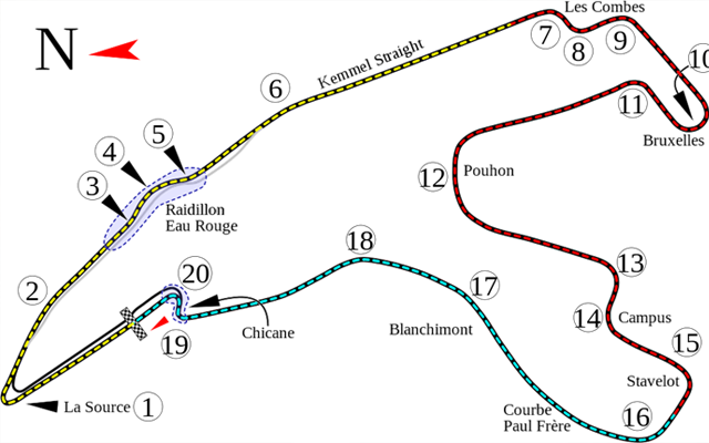 Circuito de Spa-Francorchamps onde se realiza o GP da Bélgica. FOTO: pt.wikipedia.org