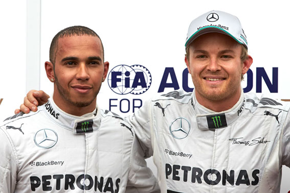 Lewis Hamilton e Nico Rosberg muito provavelmente protagonizarão novamente a disputa pela taça em 2015. FOTO: papofinal.final.com.br. 