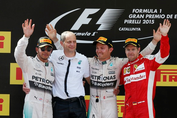 Nico Rosberg vence o GP da Espanha, com Lewis Hamilton em segundo e Sebastian Vettel em terceiro. FOTO: Reuters