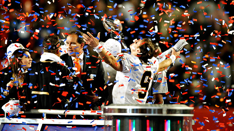 Brees comemora o título histórico do Superbowl. FOTO: ESPN