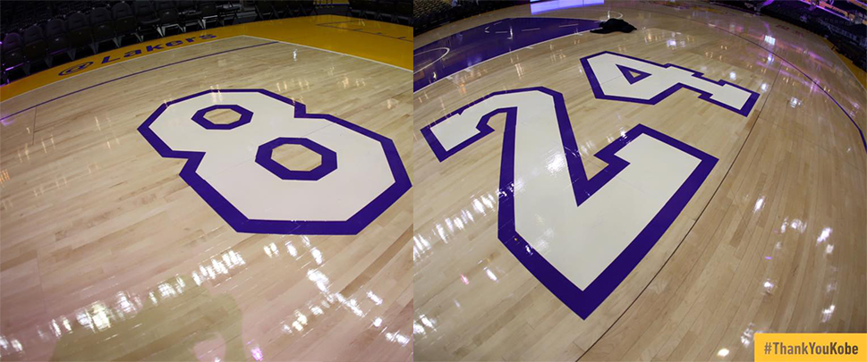 O Staples Center homenageando a história de Kobe pelo Lakers. FOTO: Lakers
