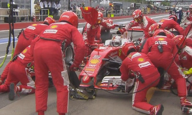 Ferrari aproveitou safety car virtual para antecipar pit stop de Sebastian Vettel no GP do Canadá. FOTO: globoesporte.com