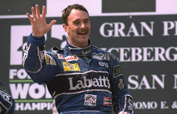 Nigel Mansell, após prova em San Marino, em 1992. FOTO: rdpremiumesportes.com