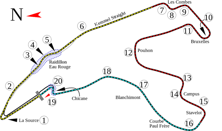 Circuito de Spa-Francorchamps onde se realiza o GP da Bélgica. FOTO: pt.wikipedia.org