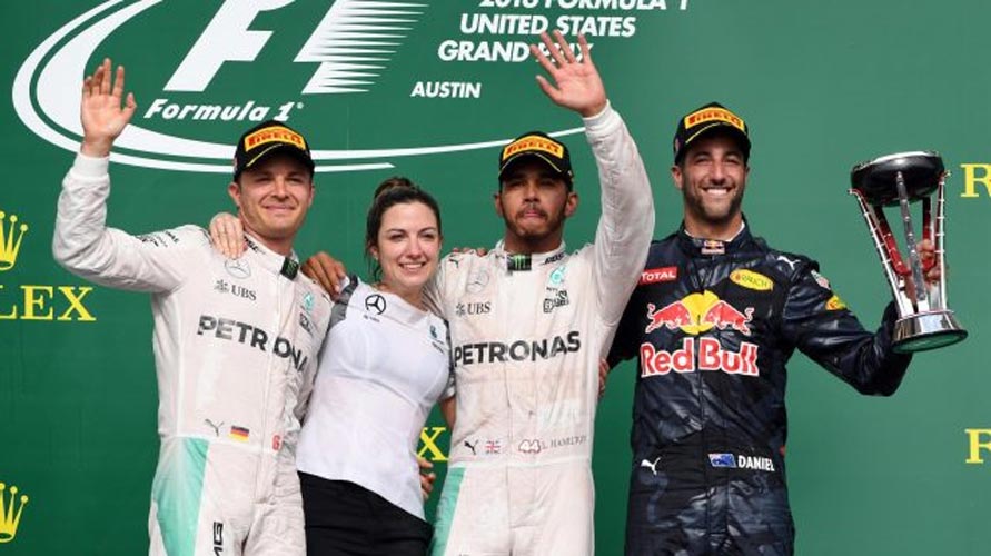 Hamilton vence mas a alegria de Rosberg no pódio dos EUA não pode ser ignorada. FOTO: F1