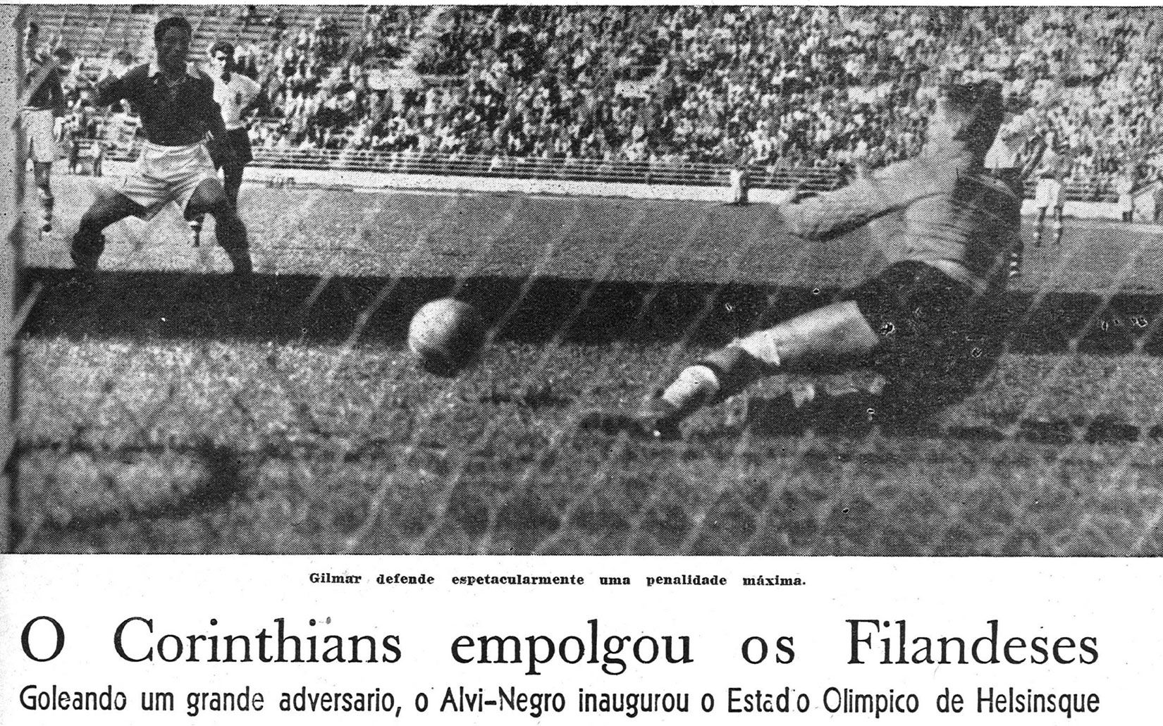 Manchete da Revista do Corinthians de 1952, exaltando o Timão na Finlândia. FOTO: Revista do Corinthians