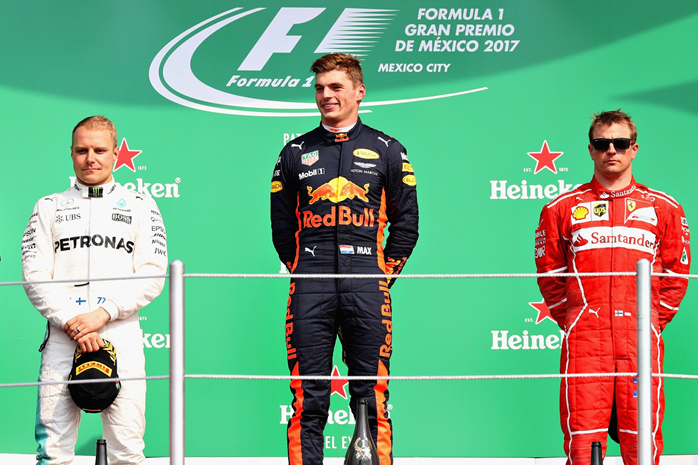 Max Verstappen vence do México, com Valtteri Bottas em segundo e Kimi Raikkonen em terceiro.